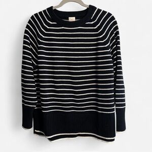a new day Black and White Striped Large Crew Neck Sweater